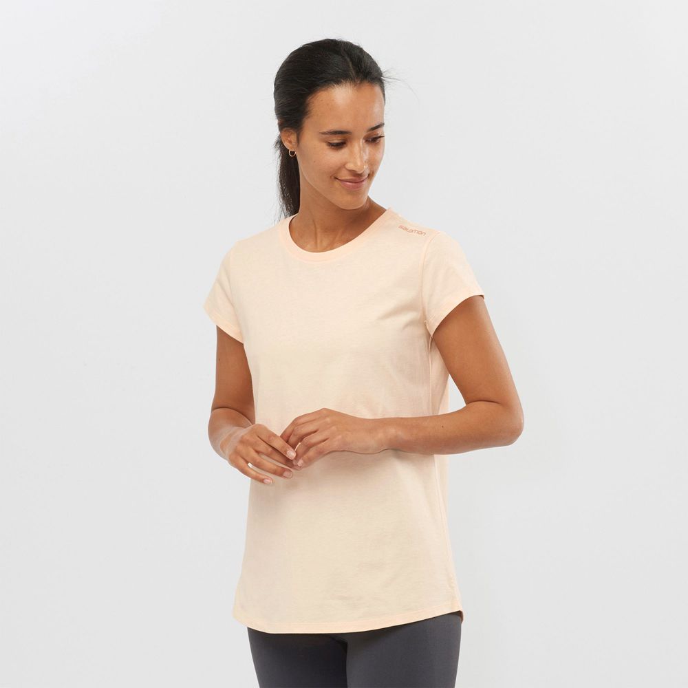 Camisetas Salomon Mujer Beige - Salomon Argentina OUTLIFE SCOOP HEM W,631705-LBI